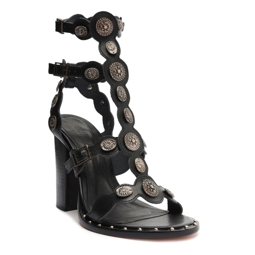 Aletta Black Leather Sandal—NWT